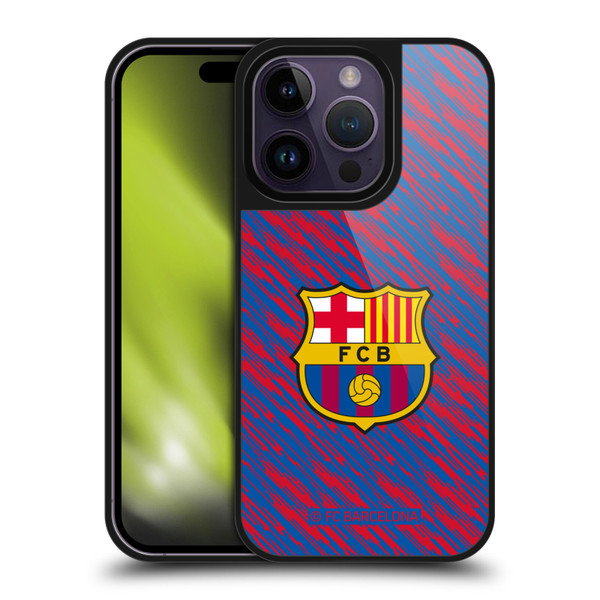 FC Barcelona Crest Patterns Glitch Gel Armour Case For Apple iPhone 14 Pro