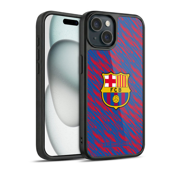 FC Barcelona Crest Patterns Glitch Gel Armour Case For Apple iPhone 15