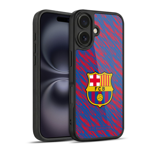 FC Barcelona Crest Patterns Glitch Gel Armour Case For Apple iPhone 16