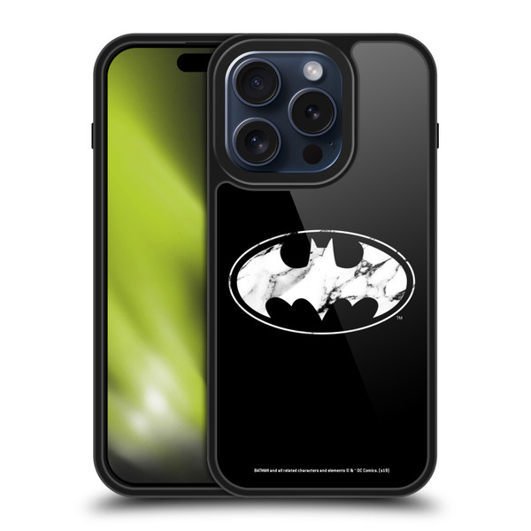 Batman DC Comics Logos Marble Gel Armour Case For Apple iPhone 15 Pro