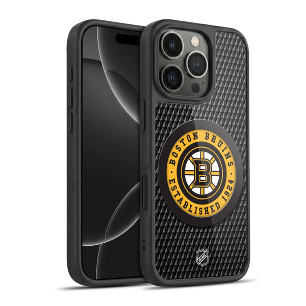 NHL Boston Bruins Puck Texture Gel Armour Case For Apple iPhone 16 Pro