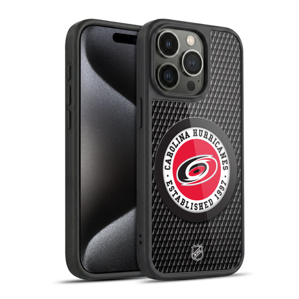NHL Carolina Hurricanes Puck Texture Gel Armour Case For Apple iPhone 15 Pro