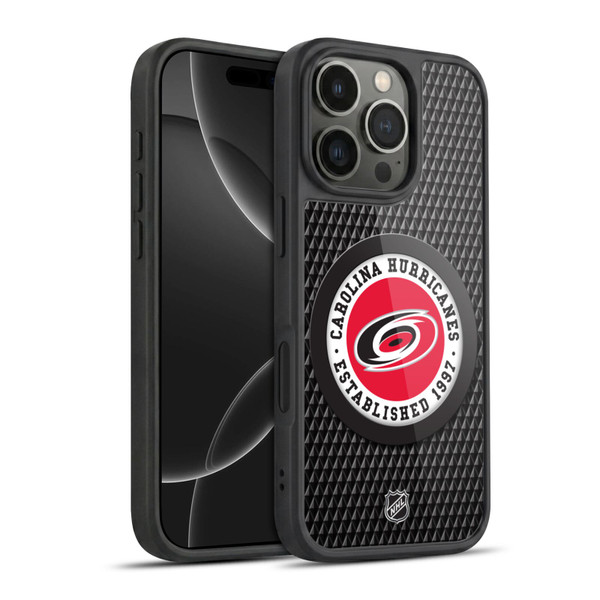 NHL Carolina Hurricanes Puck Texture Gel Armour Case For Apple iPhone 16 Pro