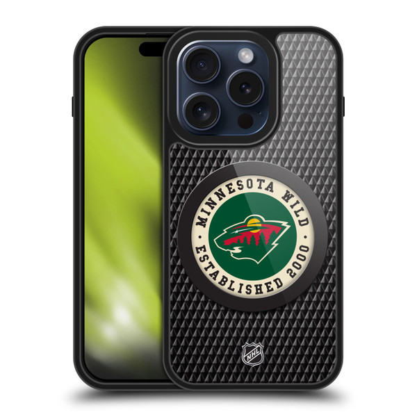 NHL Minnesota Wild Puck Texture Gel Armour Case For Apple iPhone 15 Pro