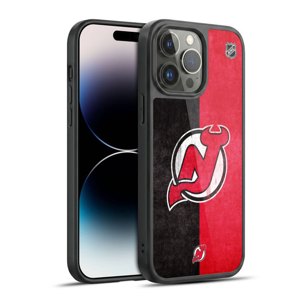 NHL New Jersey Devils Half Distressed Gel Armour Case For Apple iPhone 14 Pro Max