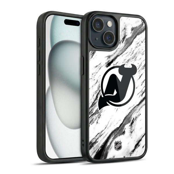 NHL New Jersey Devils Marble Gel Armour Case For Apple iPhone 15