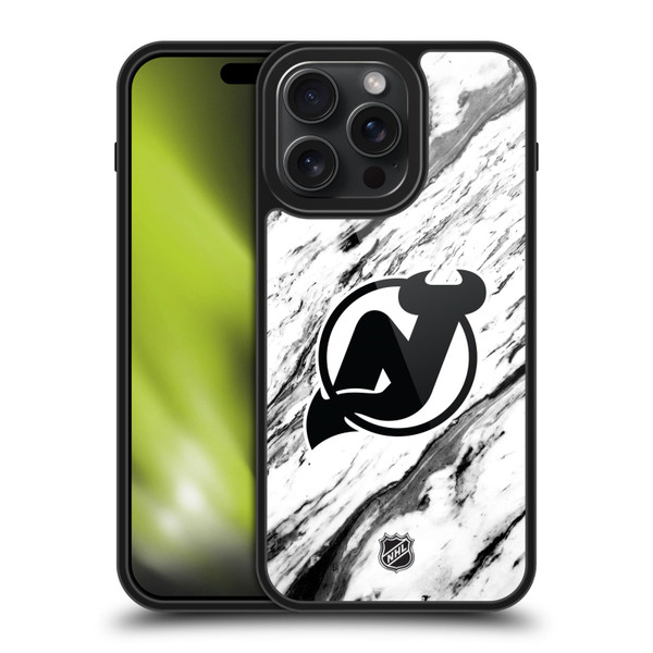 NHL New Jersey Devils Marble Gel Armour Case For Apple iPhone 15 Pro Max