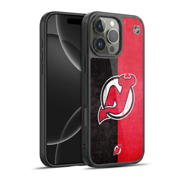 NHL New Jersey Devils Half Distressed Gel Armour Case For Apple iPhone 16 Pro Max