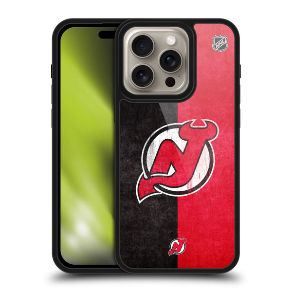 NHL New Jersey Devils Half Distressed Gel Armour Case For Apple iPhone 16 Pro