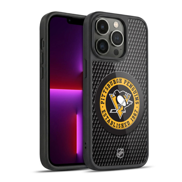 NHL Pittsburgh Penguins Puck Texture Gel Armour Case For Apple iPhone 13 Pro