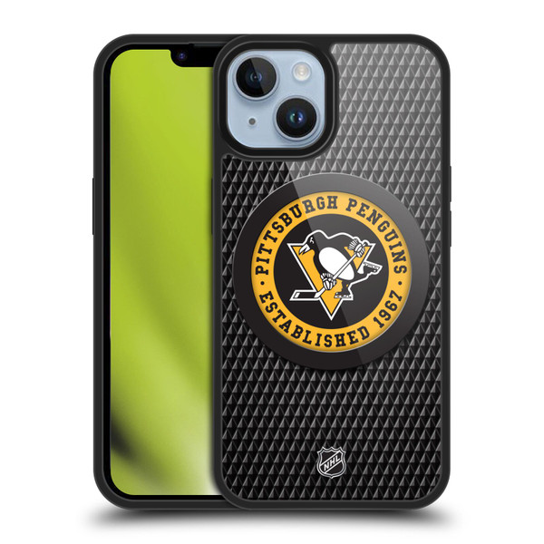 NHL Pittsburgh Penguins Puck Texture Gel Armour Case For Apple iPhone 14 NHL Pittsburgh Penguins Puck Texture Gel Armour Case For Apple iPhone 14