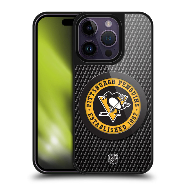 NHL Pittsburgh Penguins Puck Texture Gel Armour Case For Apple iPhone 14 Pro