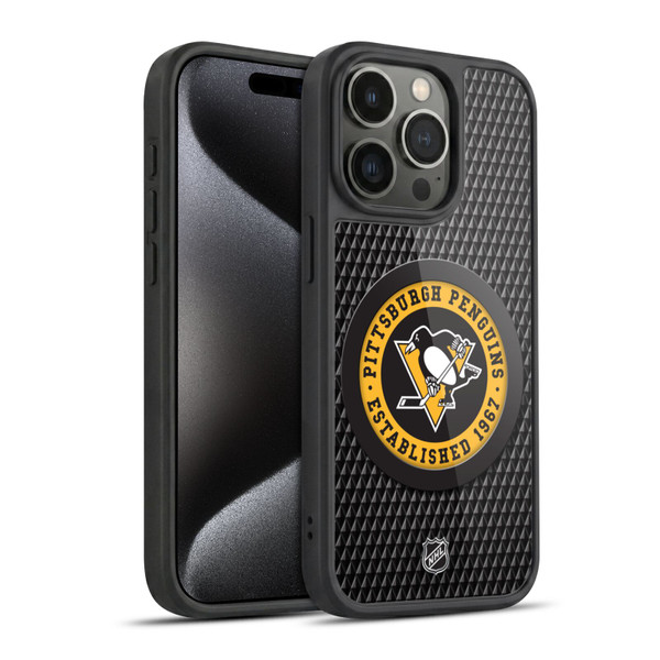 NHL Pittsburgh Penguins Puck Texture Gel Armour Case For Apple iPhone 15 Pro