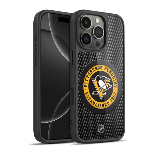 NHL Pittsburgh Penguins Puck Texture Gel Armour Case For Apple iPhone 16 Pro