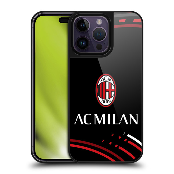 AC Milan Crest Patterns Curved Gel Armour Case For Apple iPhone 14 Pro Max
