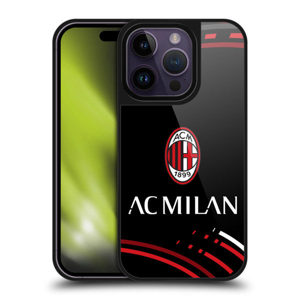 AC Milan Crest Patterns Curved Gel Armour Case For Apple iPhone 14 Pro