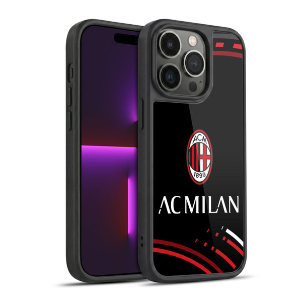 AC Milan Crest Patterns Curved Gel Armour Case For Apple iPhone 14 Pro