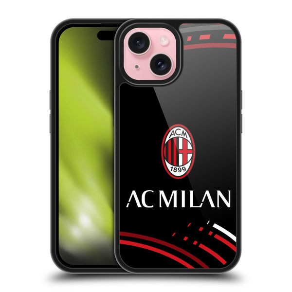 AC Milan Crest Patterns Curved Gel Armour Case For Apple iPhone 15
