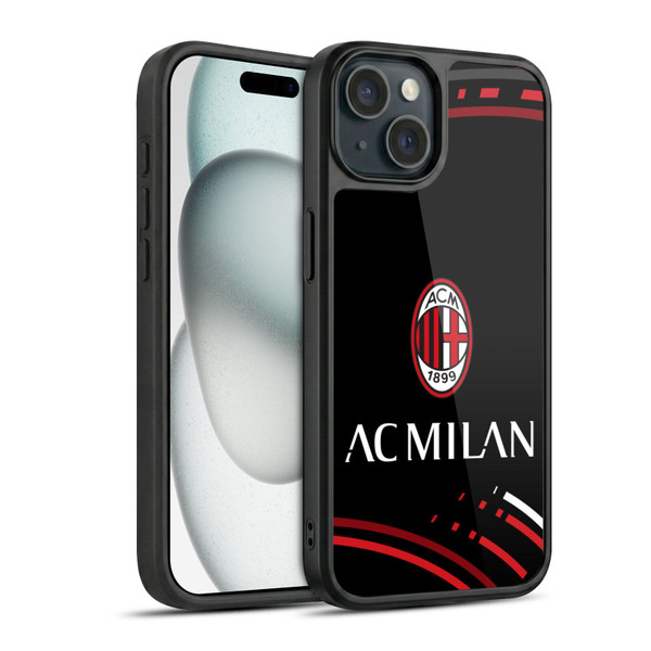 AC Milan Crest Patterns Curved Gel Armour Case For Apple iPhone 15