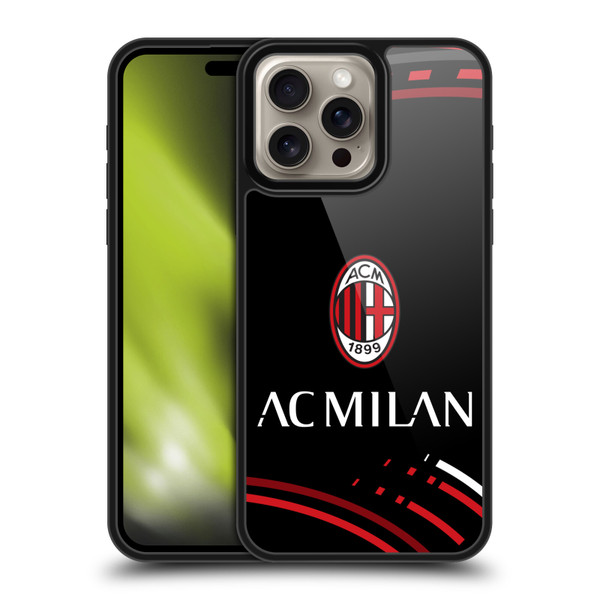 AC Milan Crest Patterns Curved Gel Armour Case For Apple iPhone 16 Pro Max