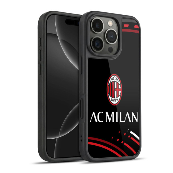 AC Milan Crest Patterns Curved Gel Armour Case For Apple iPhone 16 Pro