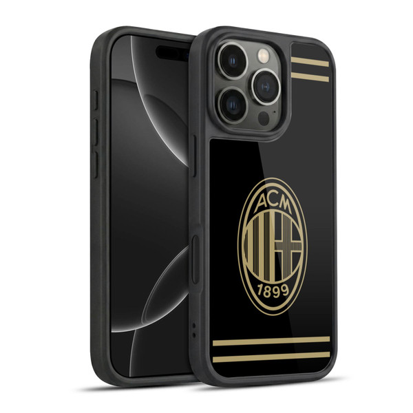 AC Milan Crest Black And Gold Gel Armour Case For Apple iPhone 16 Pro