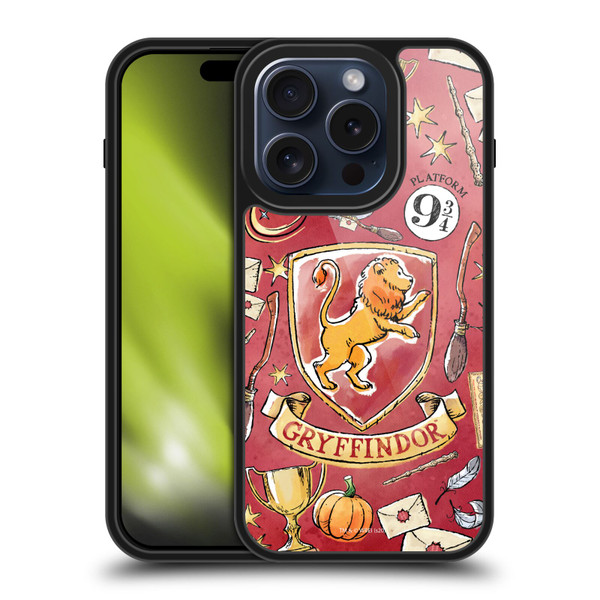 Harry Potter Deathly Hallows XIII Gryffindor Pattern Gel Armour Case For Apple iPhone 15 Pro