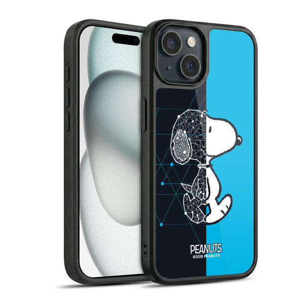 Peanuts Halfs And Laughs Snoopy Geometric Gel Armour Case For Apple iPhone 15