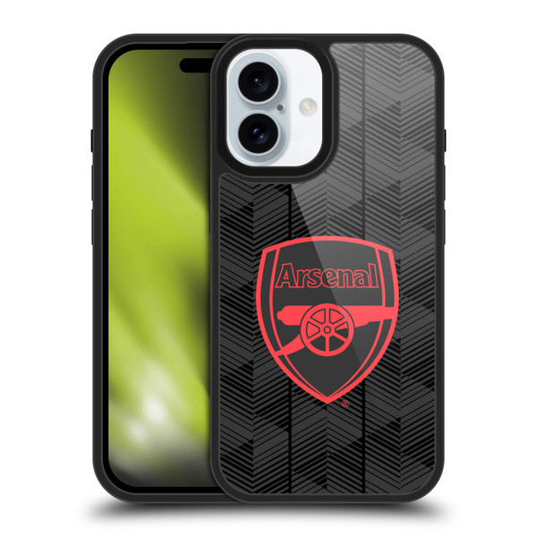 Arsenal FC Crest and Gunners Logo Black Gel Armour Case For Apple iPhone 16