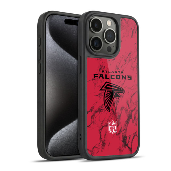 NFL Atlanta Falcons Graphics Coloured Marble Gel Armour Case For Apple iPhone 15 Pro