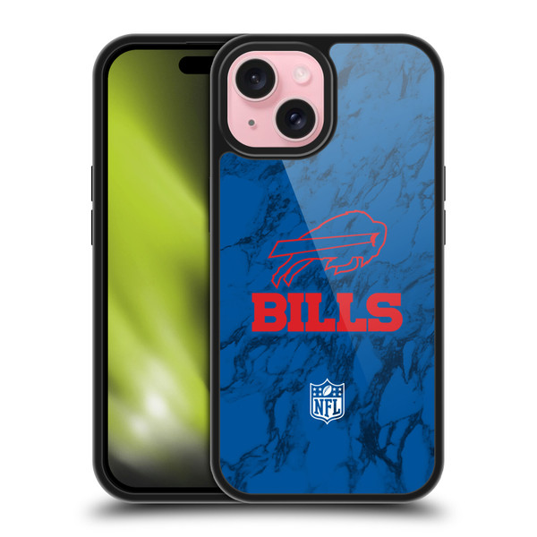 NFL Buffalo Bills Graphics Coloured Marble Gel Armour Case For Apple iPhone 15 NFL Buffalo Bills Graphics Coloured Marble Gel Armour Case For Apple iPhone 15