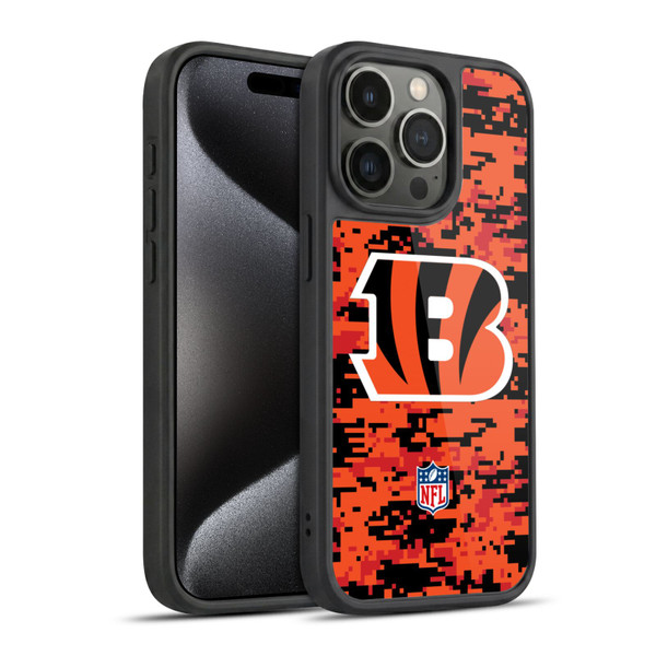 NFL Cincinnati Bengals Graphics Digital Camouflage Gel Armour Case For Apple iPhone 15 Pro