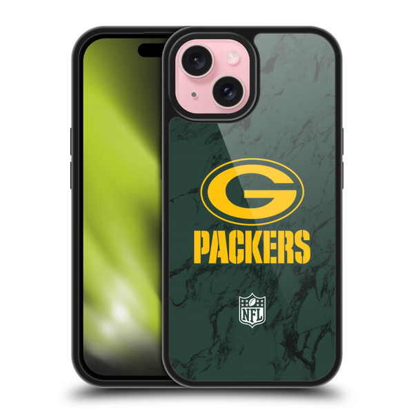 NFL Green Bay Packers Graphics Coloured Marble Gel Armour Case For Apple iPhone 15