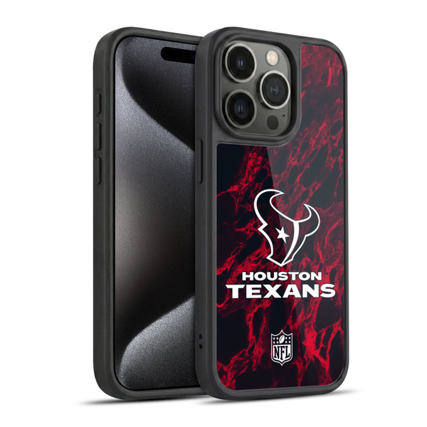 NFL Houston Texans Graphics Coloured Marble Gel Armour Case For Apple iPhone 15 Pro