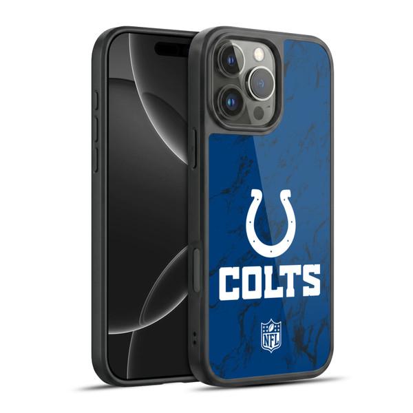 NFL Indianapolis Colts Graphics Coloured Marble Gel Armour Case For Apple iPhone 16 Pro Max