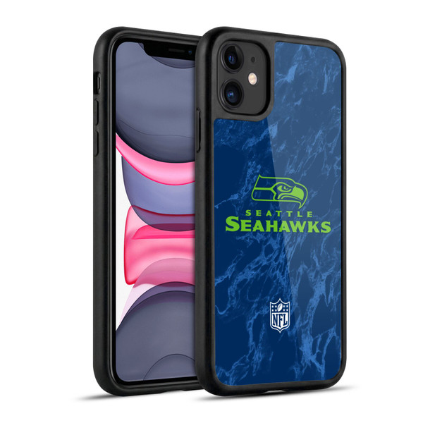 NFL Seattle Seahawks Graphics Coloured Marble Gel Armour Case For Apple iPhone 11