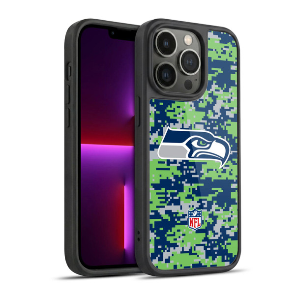 NFL Seattle Seahawks Graphics Digital Camouflage Gel Armour Case For Apple iPhone 13 Pro