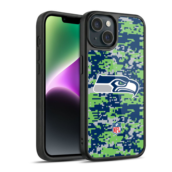 NFL Seattle Seahawks Graphics Digital Camouflage Gel Armour Case For Apple iPhone 14