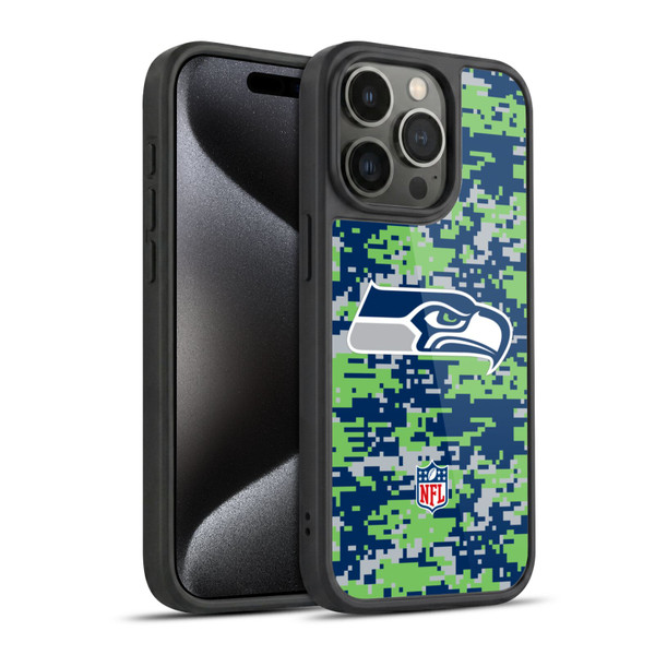 NFL Seattle Seahawks Graphics Digital Camouflage Gel Armour Case For Apple iPhone 15 Pro