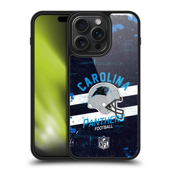 NFL Carolina Panthers Logo Art Helmet Distressed Gel Armour Case For Apple iPhone 15 Pro Max
