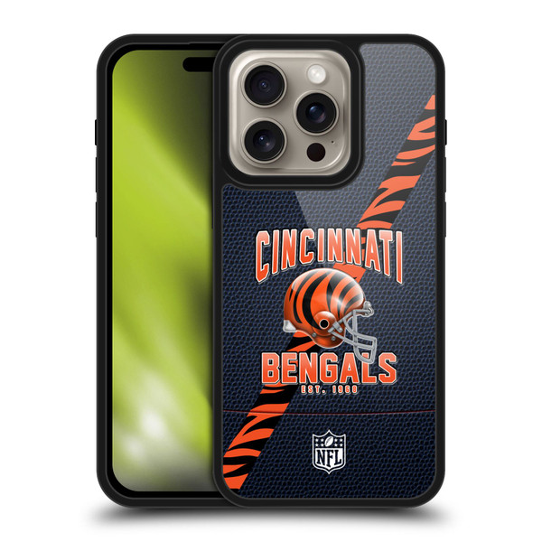 NFL Cincinnati Bengals Logo Art Football Stripes Gel Armour Case For Apple iPhone 16 Pro