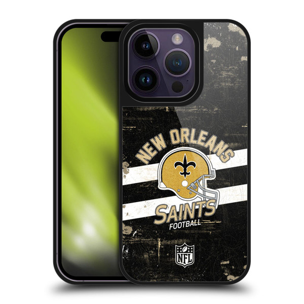 NFL New Orleans Saints Logo Art Helmet Distressed Gel Armour Case For Apple iPhone 14 Pro