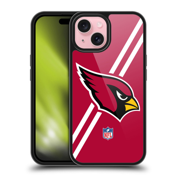 NFL Arizona Cardinals Logo Stripes Gel Armour Case For Apple iPhone 15
