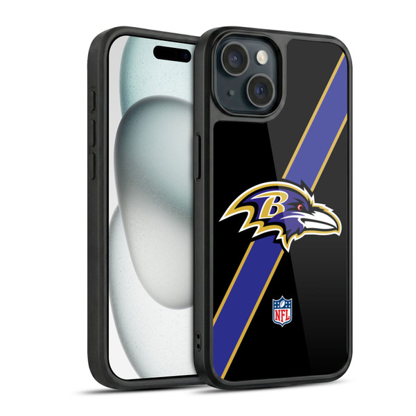 NFL Baltimore Ravens Logo Stripes Gel Armour Case For Apple iPhone 15