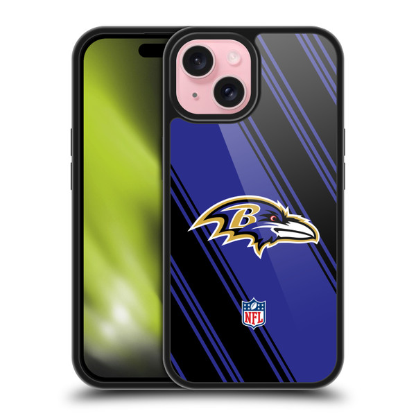 NFL Baltimore Ravens Artwork Stripes Gel Armour Case For Apple iPhone 15