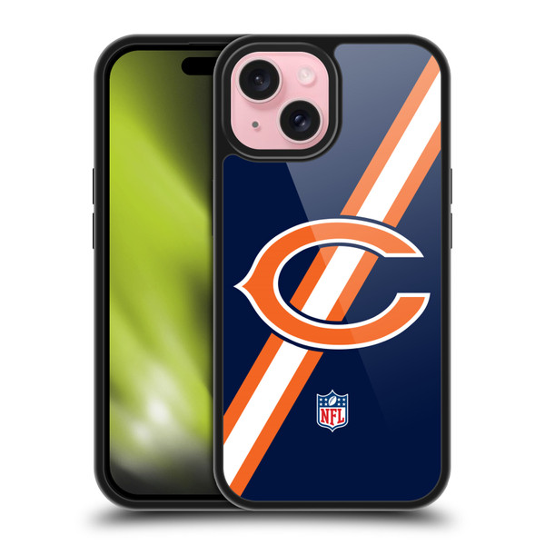 NFL Chicago Bears Logo Stripes Gel Armour Case For Apple iPhone 15