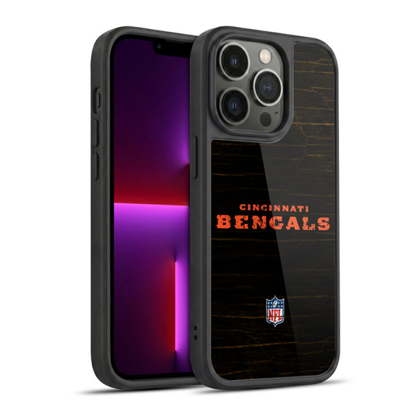 NFL Cincinnati Bengals Logo Distressed Look Gel Armour Case For Apple iPhone 13 Pro