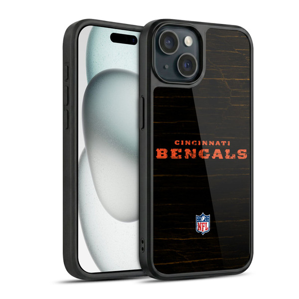NFL Cincinnati Bengals Logo Distressed Look Gel Armour Case For Apple iPhone 15