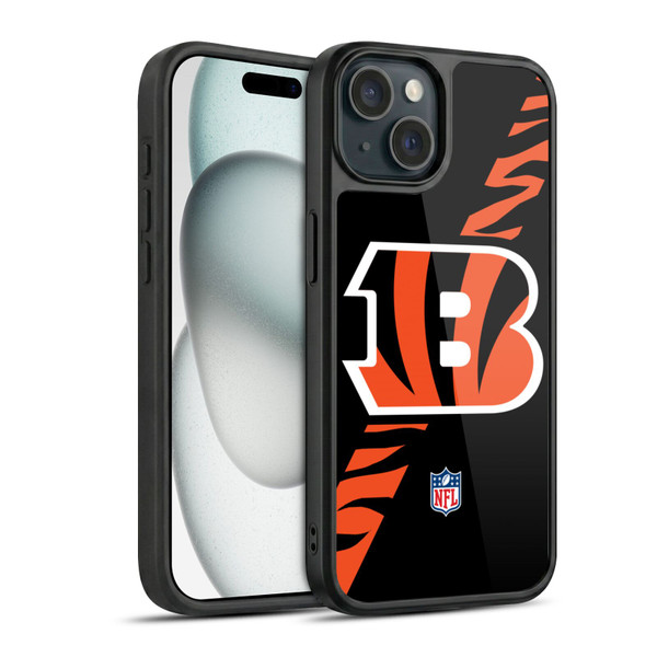 NFL Cincinnati Bengals Logo Stripes Gel Armour Case For Apple iPhone 15