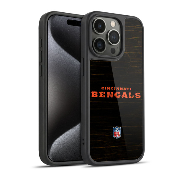 NFL Cincinnati Bengals Logo Distressed Look Gel Armour Case For Apple iPhone 15 Pro